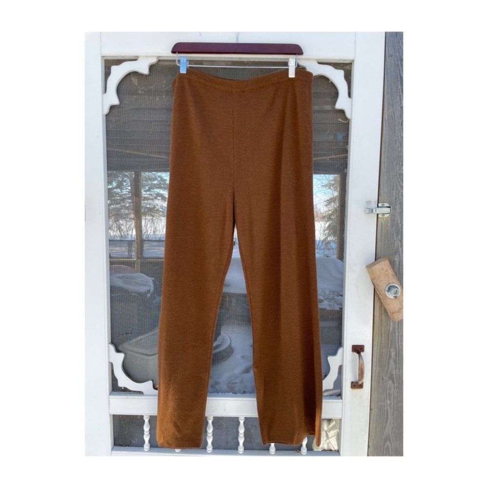 90s Jones New York Sport High Waist Trousers Wide Leg Long Johns Rust-Brown Sz 3